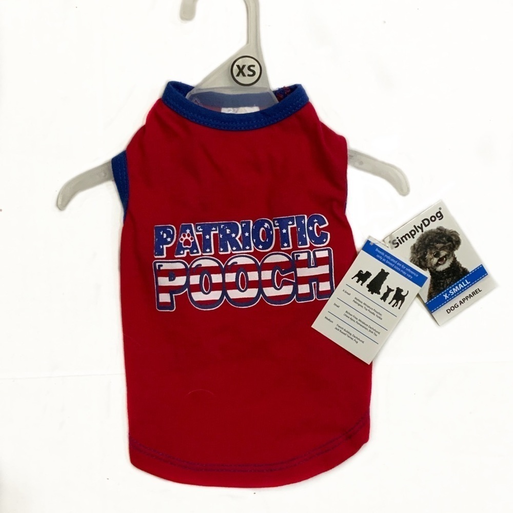 SimplyDog Tee Shirt Patriotic Pooch Apparel Flag Red White Blue  X-Small